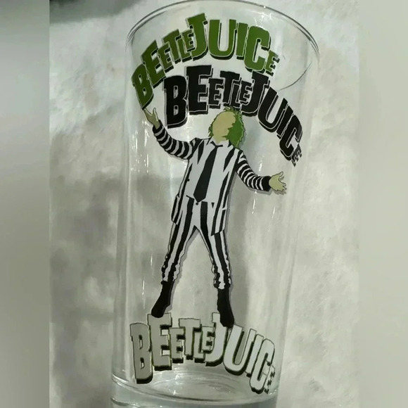 NEW Beetle Juice Pint Glass Cup Halloween Spooky Decor 16oz - Picture 6 of 11